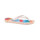 Ojotas Ipanema con base estampada con motivos playeros y tiras blancas.