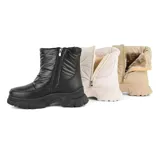 Bota corta negra de caña media, con plataforma track y exterior acolchado.
