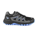 Championes Hi-Tec Brett para trekking, color negro con detalles en gris y celeste.