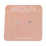 Par de aros pequeños de acero quirúrgico con forma de diamante.