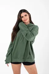 Canguro negro de algodón sin felpa, con capucha y bolsillo tipo canguro. Estampado con la palabra 'GAINS' en el pecho.