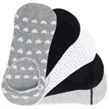 Pack de cinco pares de medias invisibles de algodón en colores negro, blanco y gris con diferentes estampados.