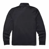 Buzo gris de poliéster reciclado y spandex, con cuello alto y cierre de cremallera hasta el pecho. Tiene mangas largas con orificios para los pulgares y logo de la marca en el pecho.