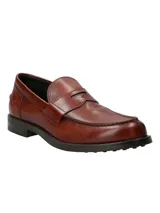 Mocasín italiano de cuero negro, con plantilla de cuero y suela de goma.