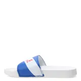Chancletas azules y blancas con el logo del Club Nacional de Football en rojo.