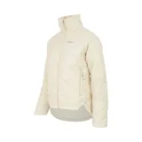 Campera color crema con cierre frontal y cuello alto. Tiene dos bolsillos laterales con cierre y logo de la marca bordado en el pecho.