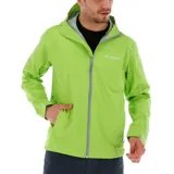 Campera impermeable Columbia Evapouration Jacket, color celeste, con capucha ajustable, cierre frontal completo, bolsillos laterales con cierre y ventilación en las axilas.