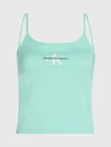 Remera de tirantes color verde agua con logo de Calvin Klein Jeans estampado en el pecho.