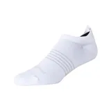 Medias deportivas New Balance Pro Run Tab unisex, color blanco con logo de la marca y rayas horizontales en gris.