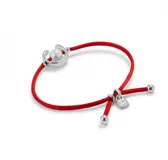 Pulsera de hilo rojo con perla shell, con acabados en plata de ley.