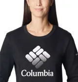 Buzo Columbia color lila con logo estampado en el pecho.