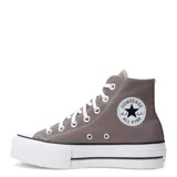 Championes Converse Chuck Taylor All Star Lift Platform color gris topo, de caña alta y plataforma blanca.