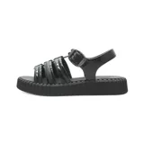 Sandalias negras con plataforma, tiras gruesas y hebilla ajustable.