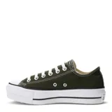 Championes Converse All Star Chuck Taylor Lift con plataforma, color verde militar y cordones blancos.