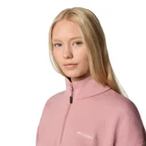 Buzo Columbia de mujer, color rosa, con medio cierre frontal, cuello alto y logo bordado en el pecho.