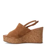 Sandalias Bottero negras con plataforma de corcho y capellada de cuero con pulsera fina con hebilla.