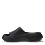 Chanclas de goma color rosa, con plataforma y diseño de ondas en la suela.