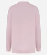 Buzo de algodón y poliéster color rosa claro, con cuello redondo y manga larga. Presenta un estampado grande en el frente con el texto "MALIBU CALIFORNIA BEACH" en letras blancas.