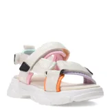 Sandalias deportivas con plataforma, tiras de ajuste con velcro en colores blanco, rosa, celeste, naranja y lila.