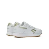 Championes Reebok Glide Ripple Double, color blanco con detalles dorados y suela marrón.