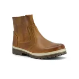 Bota corta de cuero negro con cierre lateral, suela de goma y detalle de costuras en el empeine.