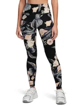 Calza larga negra con estampado floral en tonos pastel, de tiro alto y corte ajustado.