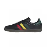 Championes Adidas Samba OG, color negro con detalles en verde, amarillo y rojo.