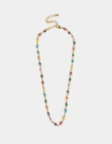 Collar corto con cadena dorada y dijes de ojos turcos de colores.