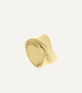 Anillo dorado con diseño retorcido de líneas suaves y orgánicas.