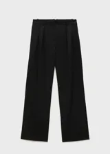 Pantalón de vestir negro de lyocell, corte recto y tiro alto.