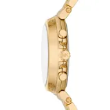 Reloj Michael Kors modelo Maren, color dorado, con caja de acero inoxidable de 40mm, cronógrafo, función de fecha, cristal mineral y pulsera con cierre desplegable.