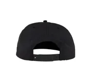 Gorro de visera ajustable (dad hat) color negro, con bordado frontal del logo 'Santa Cruz' rodeado de llamas en tonos naranja y blanco.