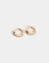 Aros argolla bañados en oro con diseño de serpiente y strass.