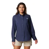 Camisa de manga larga Columbia Tamiami II LS Shirt color celeste, con tecnología Omni-Wick y Omni-Shade con protección solar UPF 40, aperturas de ventilación y tratamiento antimicrobiano.