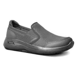 Zapato deportivo Skechers GO WALK Arch Fit, color gris, sin cordones. Capellada de malla transpirable y material sintético, con plantilla Arch Fit removible, media suela Ultra Go y tecnología Comfort Pillar.