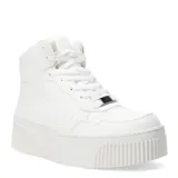 Championes de mujer Miss Carol modelo Hen tipo bota, color blanco con detalles perforados en la puntera y ajuste con cordones.