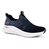 Championes Skechers Arch Fit 2.0 negros, sin cordones, con capellada de tejido técnico Stretch Fit con efecto degradado, plantilla Arch Fit extraíble y entresuela acolchada.
