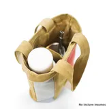 Bolsa matera de tela canvas combinada con división interna para organizar termo y mate. Incluye asa corta de mano.