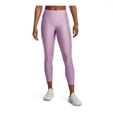 Calza de mujer Under Armour HeatGear® de tiro alto hasta el tobillo, color gris azulado, con cintura antideslizante y logo en la pierna.