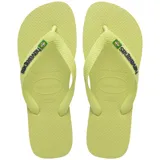Ojotas Havaianas modelo Brasil Logo, color azul con tiras blancas y logo de Brasil.
