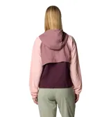 Campera Columbia Spire Valley Wind con capucha, color lila con bloques en azul y verde agua. Cuenta con tecnología termorreflectante Omni-Heat™ y repelente al agua Omni-Shield™.