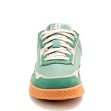 Championes Caterpillar Pause Retro Canvas color verde con detalles en beige y suela color caramelo.