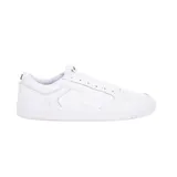 Zapatillas Vans Lowland blancas de cuero con logo lateral en forma de V.