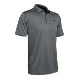 Chomba Under Armour Tech Polo para hombre, de color negro con logo en el pecho y detalles en gris en el cuello. Confeccionada con tejido UA Tech™ de secado rápido y corte holgado.