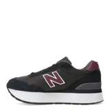 Championes New Balance 515 color negro con detalles en borgoña y blanco.