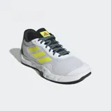 Championes Adidas para entrenamiento, color blanco con detalles en amarillo y negro.