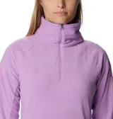 Buzo polar blanco de mujer, con cuello alto y cierre de media cremallera.