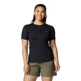 Remera deportiva Columbia Weekend Ascent para mujer, color negro, de manga corta y corte clásico. Confeccionada con tejido transpirable Omni-Wick™ que elimina la humedad y neutraliza los olores. Fabricada con material reciclado.
