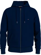 Buzo con capucha y cierre de cremallera Tommy Hilfiger, color azul marino, con logo bordado en el pecho y bolsillos laterales.