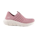 Championes Skechers BOBS Flex Groove Breeze color rosa, sin cordones, con capellada de tejido técnico Stretch Fit y plantilla Skechers Memory Foam. Suela blanca con tecnología Flex Groove.
